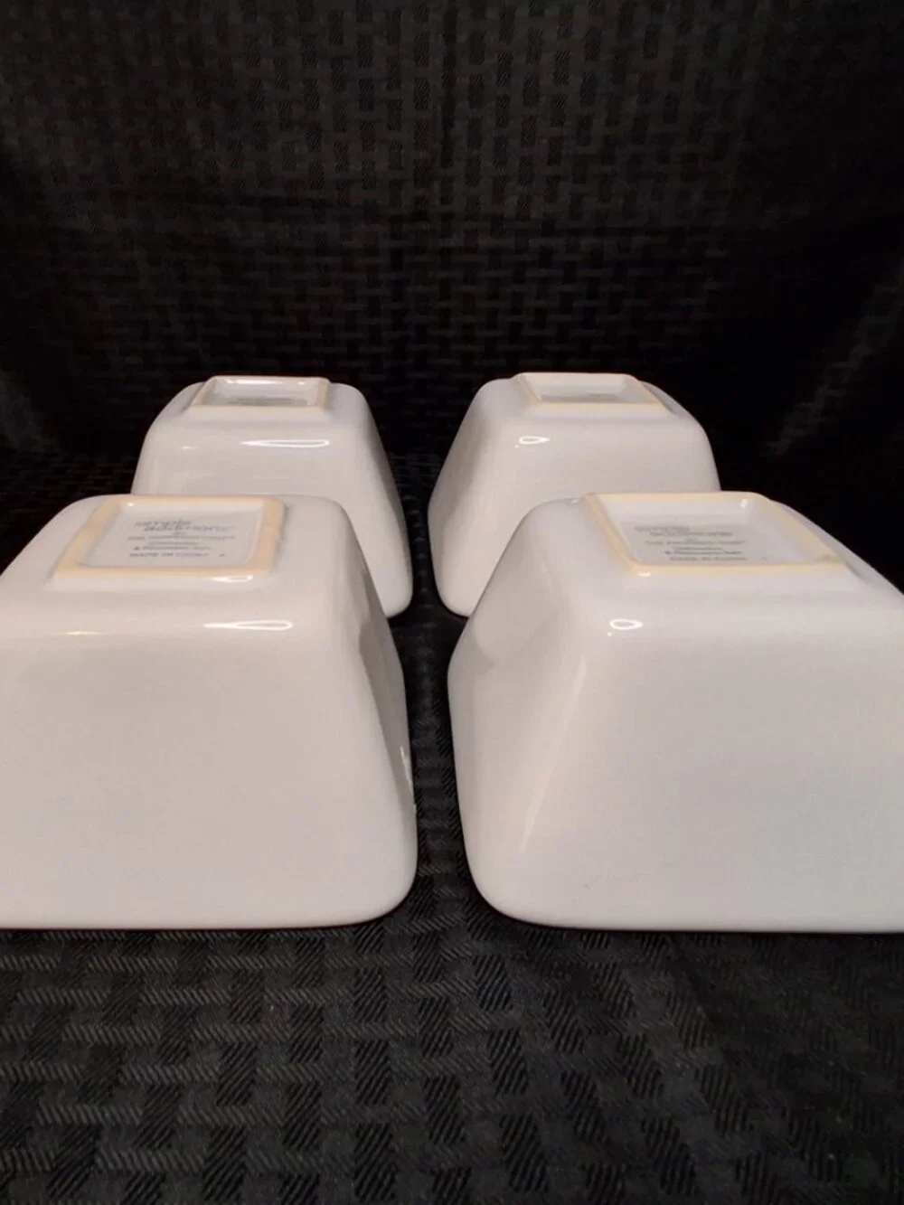 4 Pampered Chef Simple Additions Square White Sauce/Dessert Bowl 4.5in Discont.